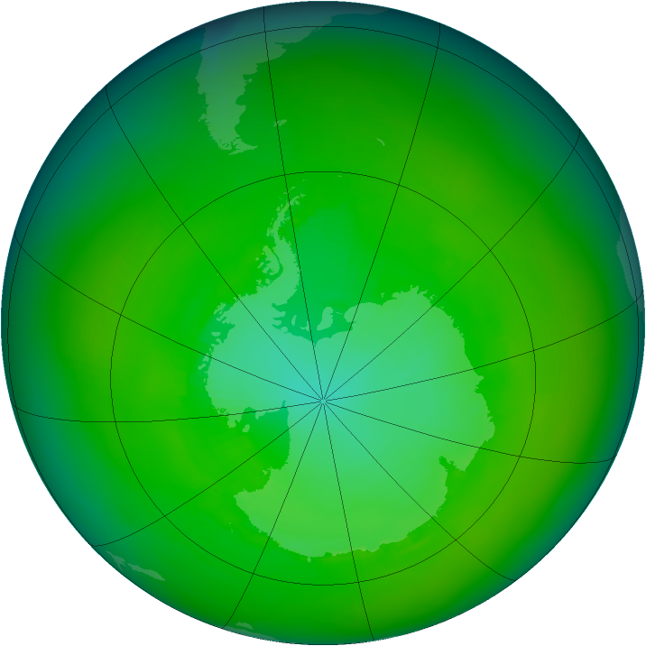 Antarctic ozone map for December 1984